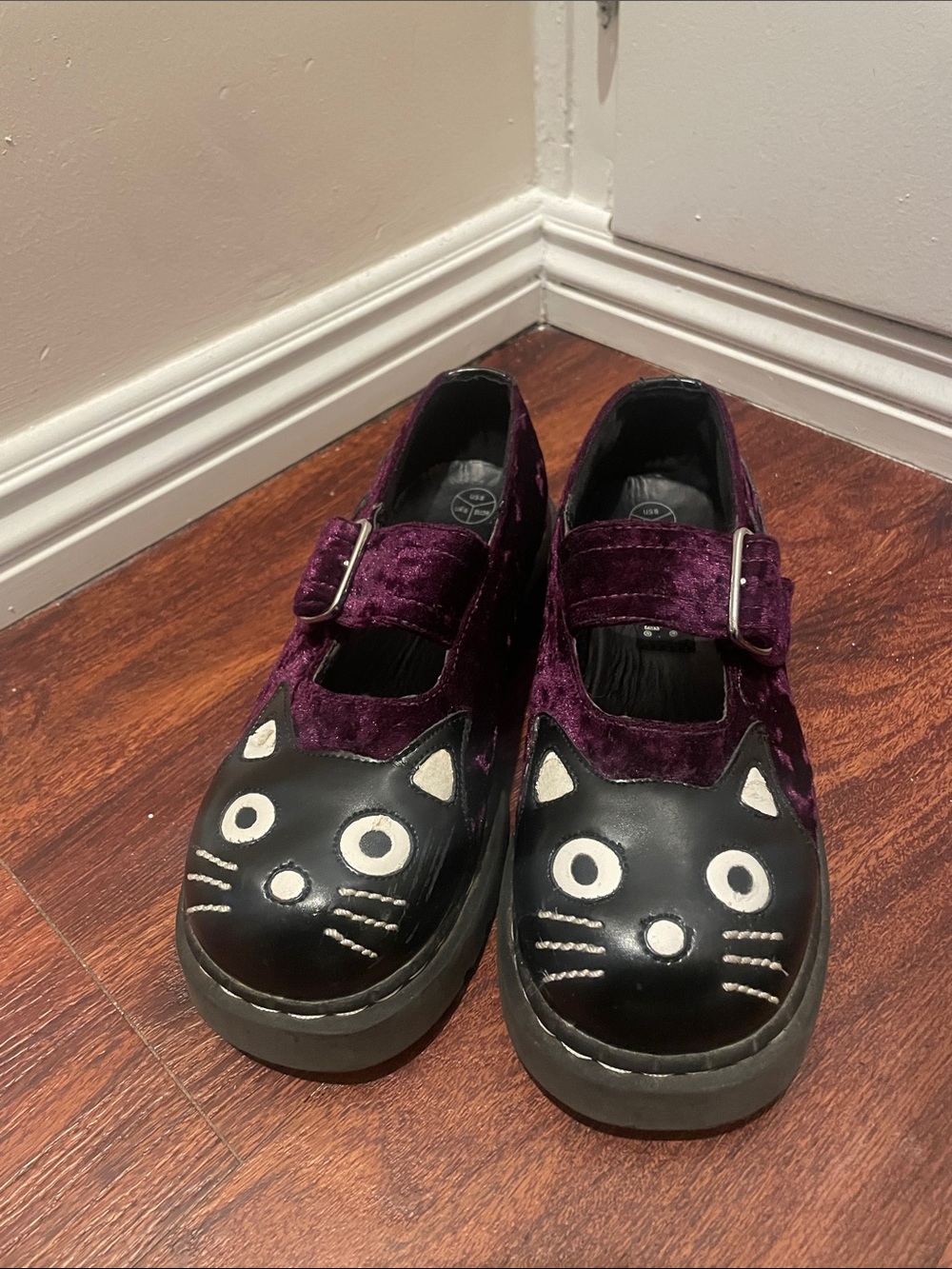 tuk Purple Velvet kitten Mary Janes